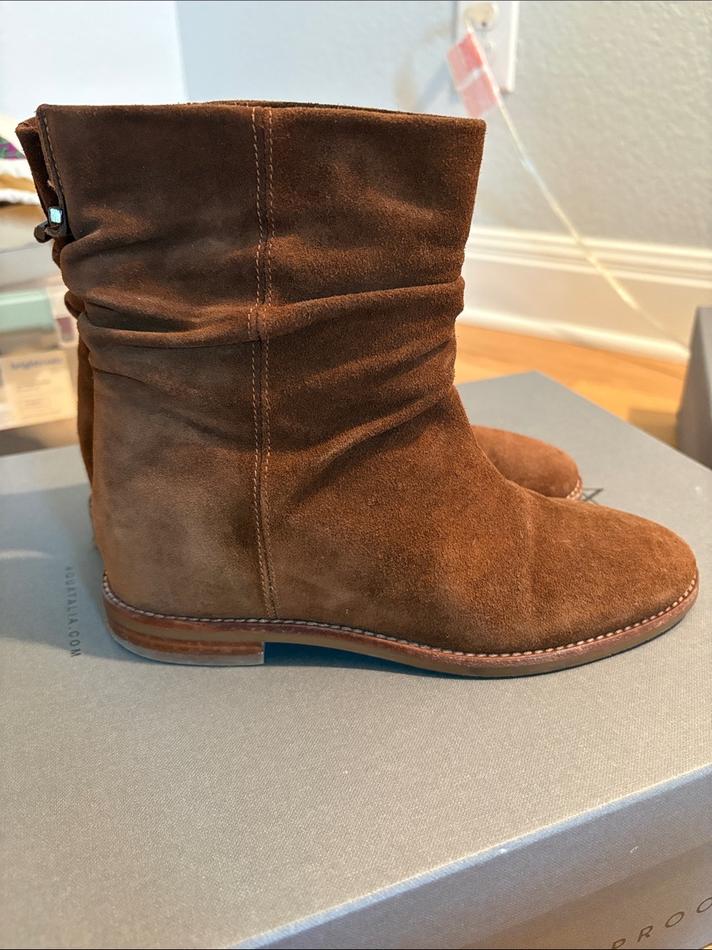 Aquatalia brown suede heel ankle boots